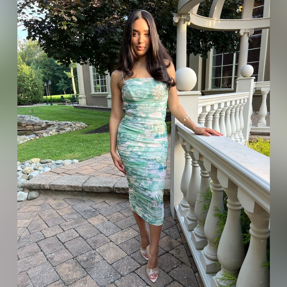 Mesh Midi Dress Green - XS